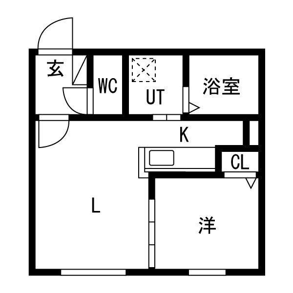 ルリ豊平(1LDK/1階)の間取り写真