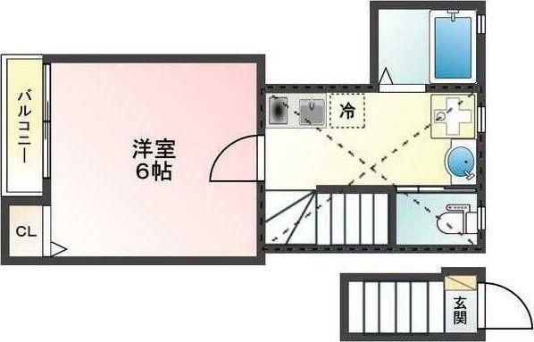 GLANZ 王子 ウエスト(1K/2階)の間取り写真