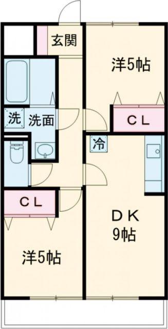 サニーマンション戸田(2DK/2階)の間取り写真