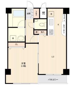 パークスクエア文京千石(1LDK/4階)の間取り写真