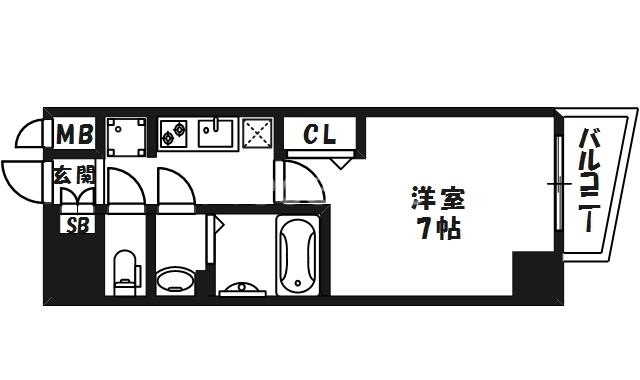 プレサンス梅田Ⅱ(1K/3階)の間取り写真