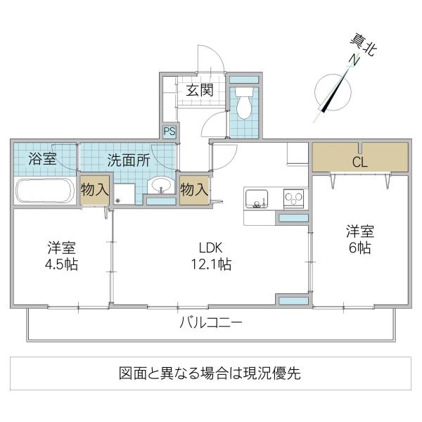 SERENVITA MATSUSHIRO(2LDK/3階)の間取り写真
