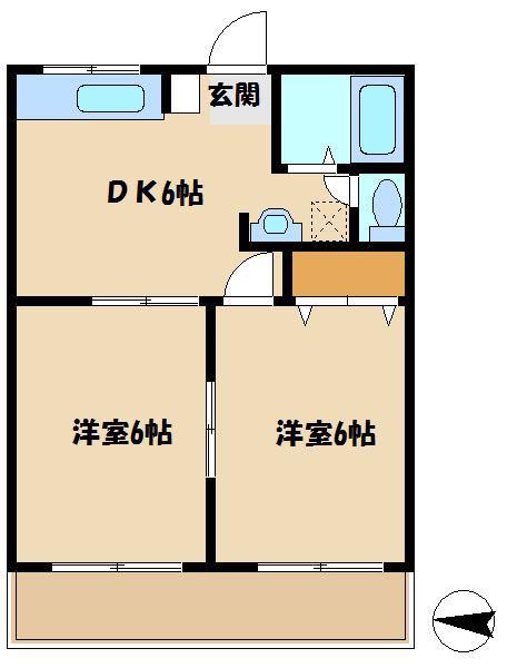 フリーフレイグランス(2DK/3階)の間取り写真