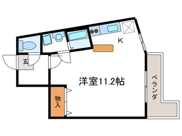 エリーフラッツ嵐山(1K/1階)の間取り写真