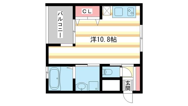 CUBE(ワンルーム/2階)の間取り写真