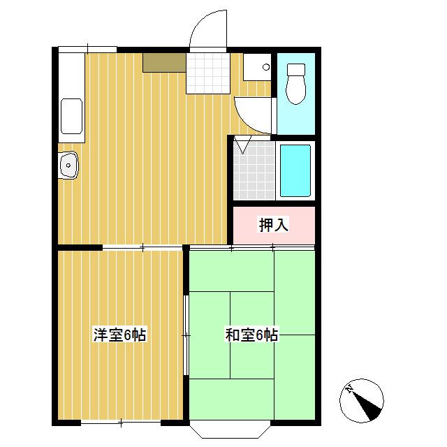 コーポビックストーンA棟(2LDK/2階)の間取り写真