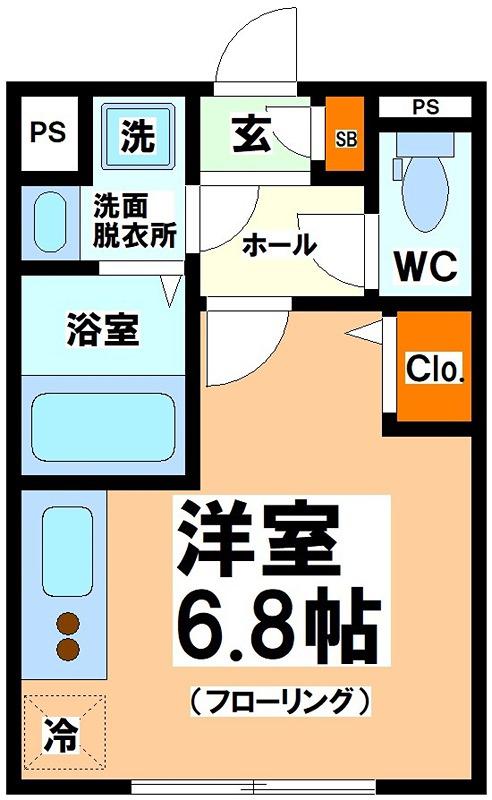 ウェルスクエアイズム渋谷本町(1K/1階)の間取り写真