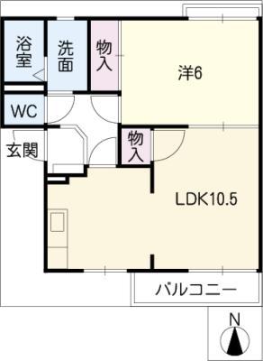 ベルタウンローレル(1LDK/2階)の間取り写真