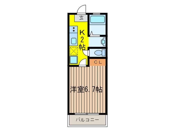 サン・ビクトワール萩山(1K/2階)の間取り写真
