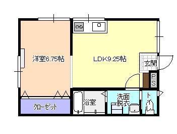 パールハイツ東根(1LDK/1階)の間取り写真