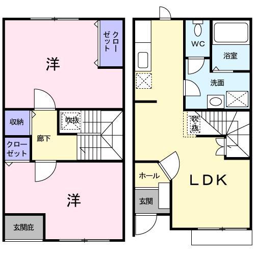 ＩＲいしかわ鉄道 松任駅 徒歩7分 2階建 築26年(2LDK/1階)の間取り写真