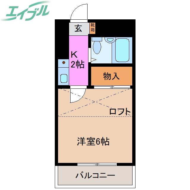 コリーヌ八幡II(1K/2階)の間取り写真