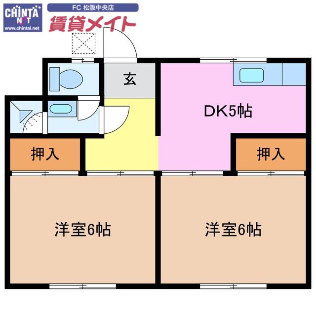 小林荘(2DK/1階)の間取り写真