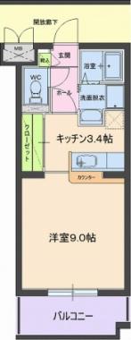 ジュリアーノI(1K/1階)の間取り写真