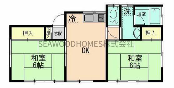 鈴木荘(2DK/1階)の間取り写真