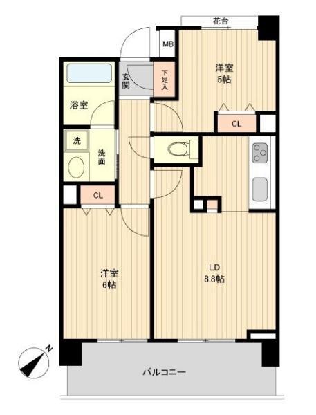 グラディート町田(1SLDK/8階)の間取り写真