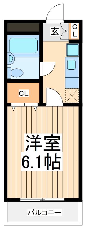 メルベーユ(1K/1階)の間取り写真