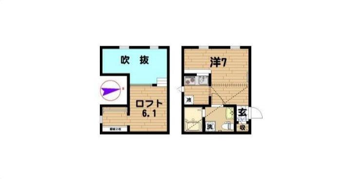 PRIMA LIFE(ワンルーム/2階)の間取り写真