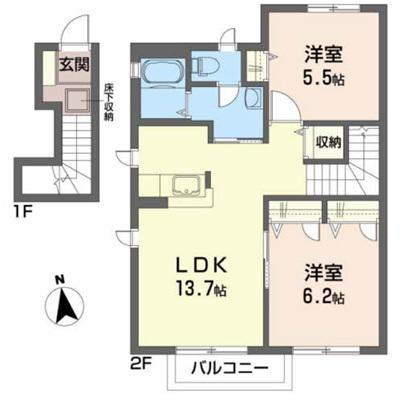 サニーサイドテラス将監(2LDK/2階)の間取り写真