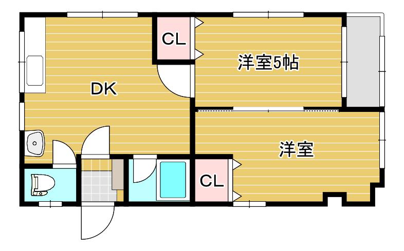 シルクハイツ富岡駅前通(2DK/3階)の間取り写真