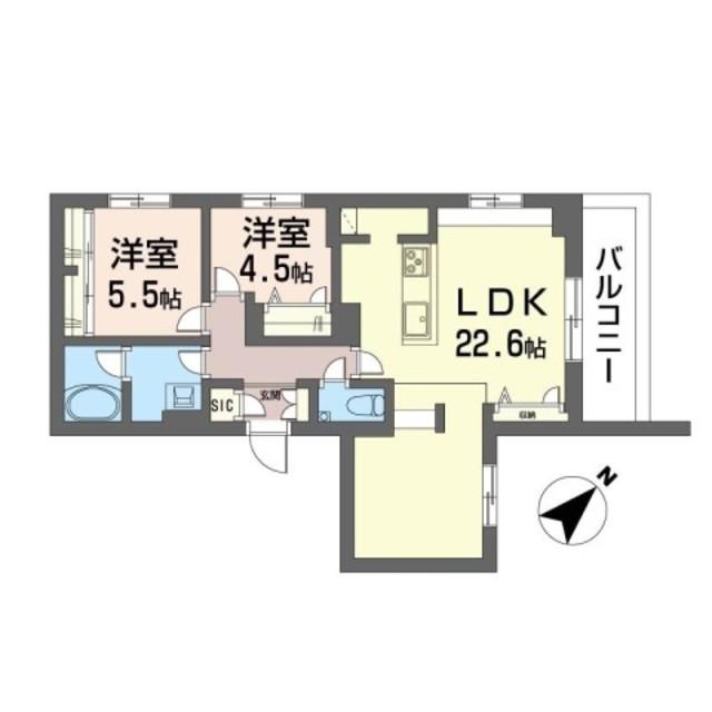 フォレナリビエ成城(2LDK/3階)の間取り写真
