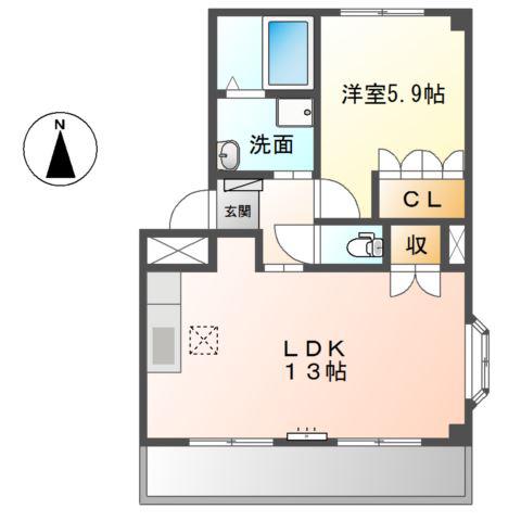 G-SHINE(1LDK/1階)の間取り写真