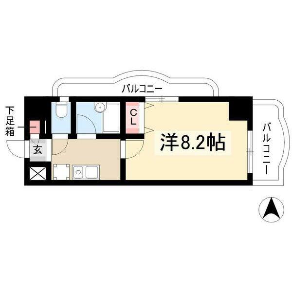現代ハウス新栄(1K/9階)の間取り写真