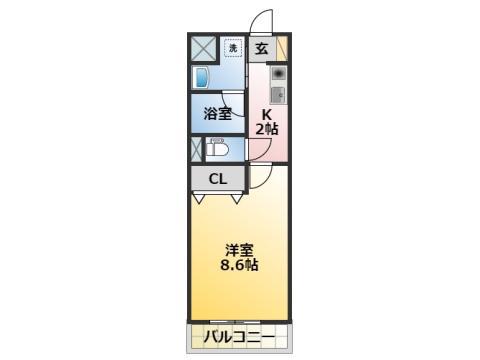 コモンガル小垣江(1K/1階)の間取り写真