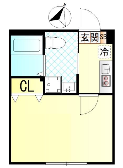 BLOOM元住吉(1K/1階)の間取り写真