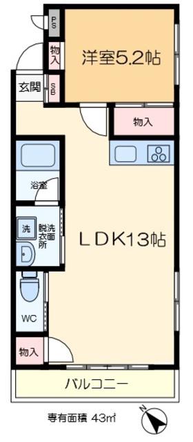フラッツ金町(1LDK/3階)の間取り写真