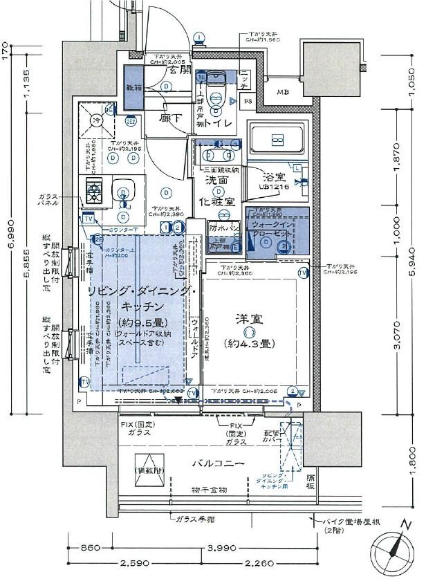 プラウド横浜阪東橋(1LDK/8階)の間取り写真