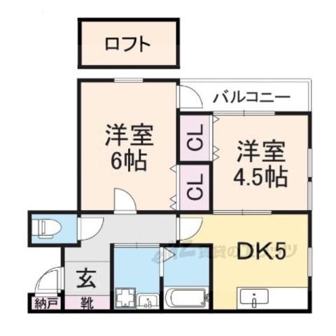 リゼ公文名(2DK/2階)の間取り写真