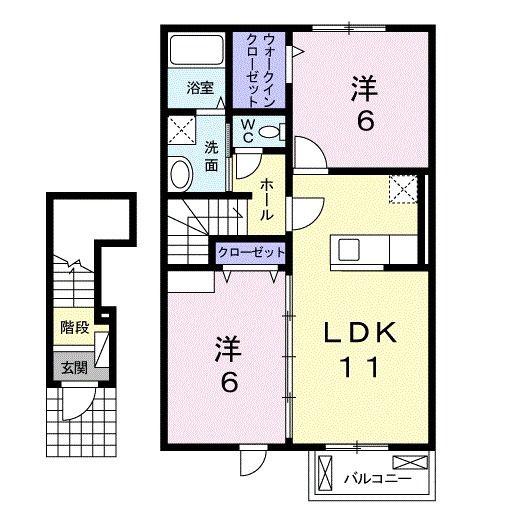 ミルフロールIVB(2LDK/2階)の間取り写真