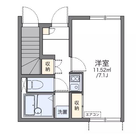 ＪＲ横須賀線 逗子駅 徒歩8分 2階建 築16年(1K/1階)の間取り写真