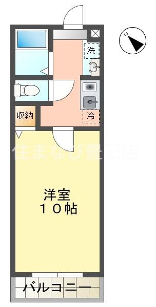 ウインズ A棟(1K/2階)の間取り写真