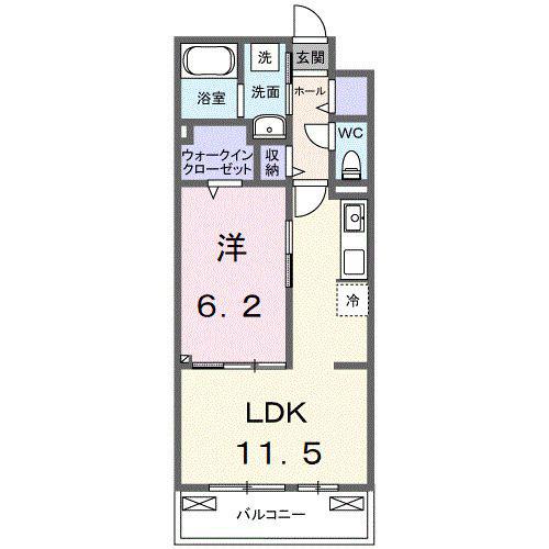 中妻アパート(1LDK/2階)の間取り写真