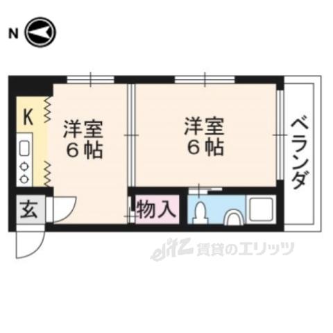 竹田久保町マンション(2K/2階)の間取り写真