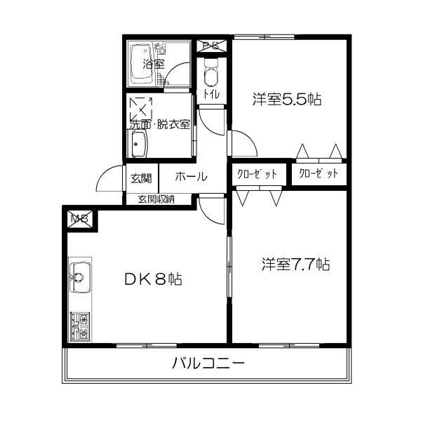 シティいずみ(2DK/2階)の間取り写真