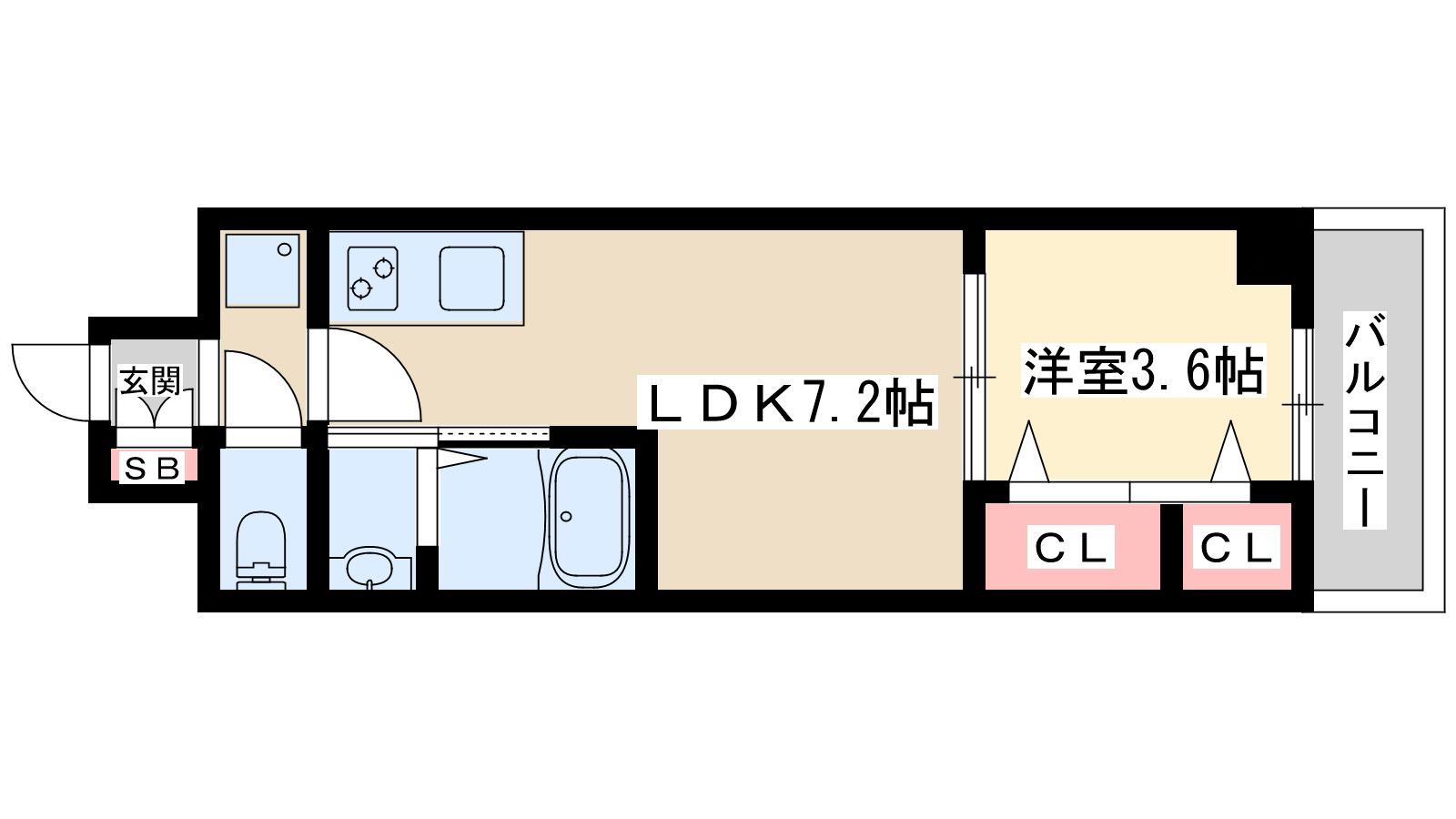 マキシブクロスエサカ(1LDK/2階)の間取り写真