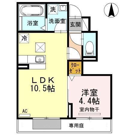 セジュール古橋II(1LDK/1階)の間取り写真