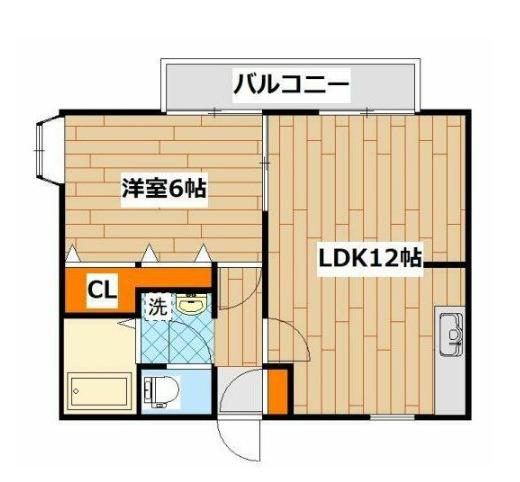 上大岡グリーンハイツF(1LDK/2階)の間取り写真