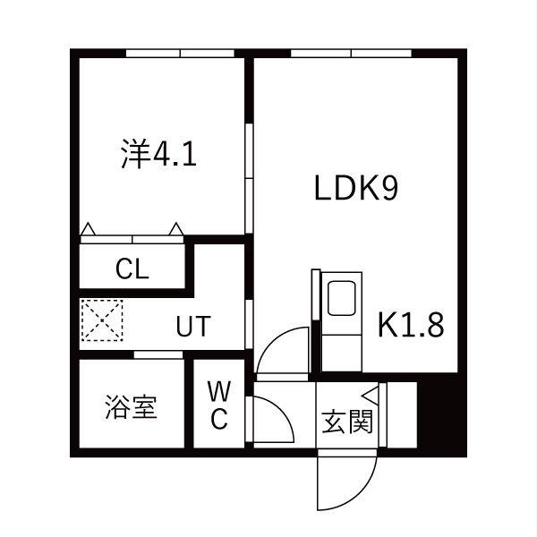 華月SAPPORO(1LDK/3階)の間取り写真