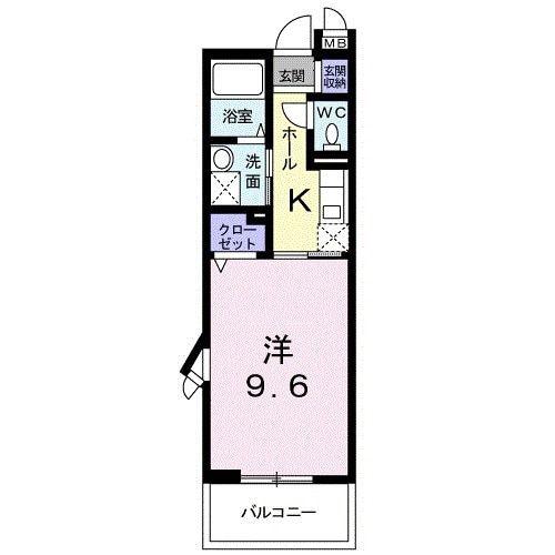 流川グランフォート(1K/4階)の間取り写真