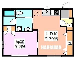 ドムス足立(1LDK/1階)の間取り写真
