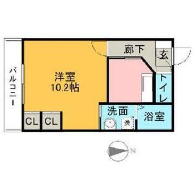 パインヒルズ(1K/1階)の間取り写真