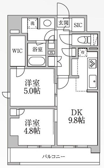 レジディア新御徒町II(2LDK/12階)の間取り写真