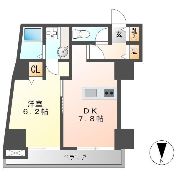 エクセルハイツ七番館(1DK/5階)の間取り写真