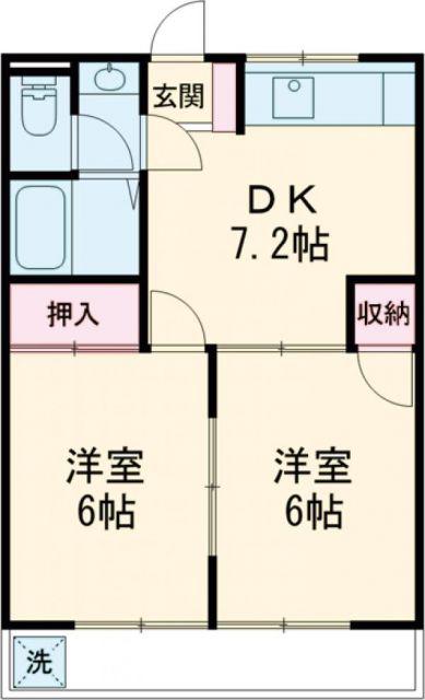 トーシンハイツ向山(2DK/3階)の間取り写真