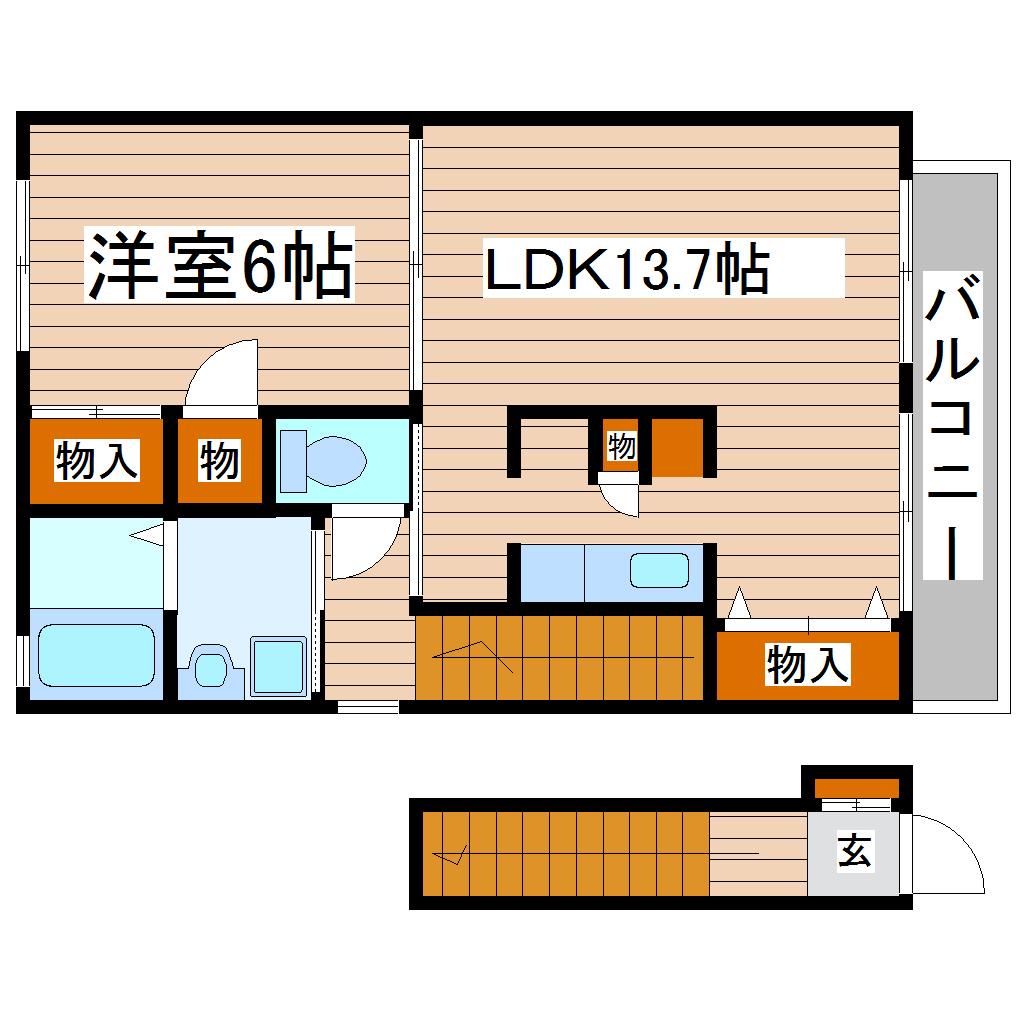 クリザンテーム(1LDK/1階)の間取り写真