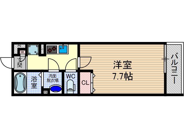 リブリ茨木春日(1K/1階)の間取り写真